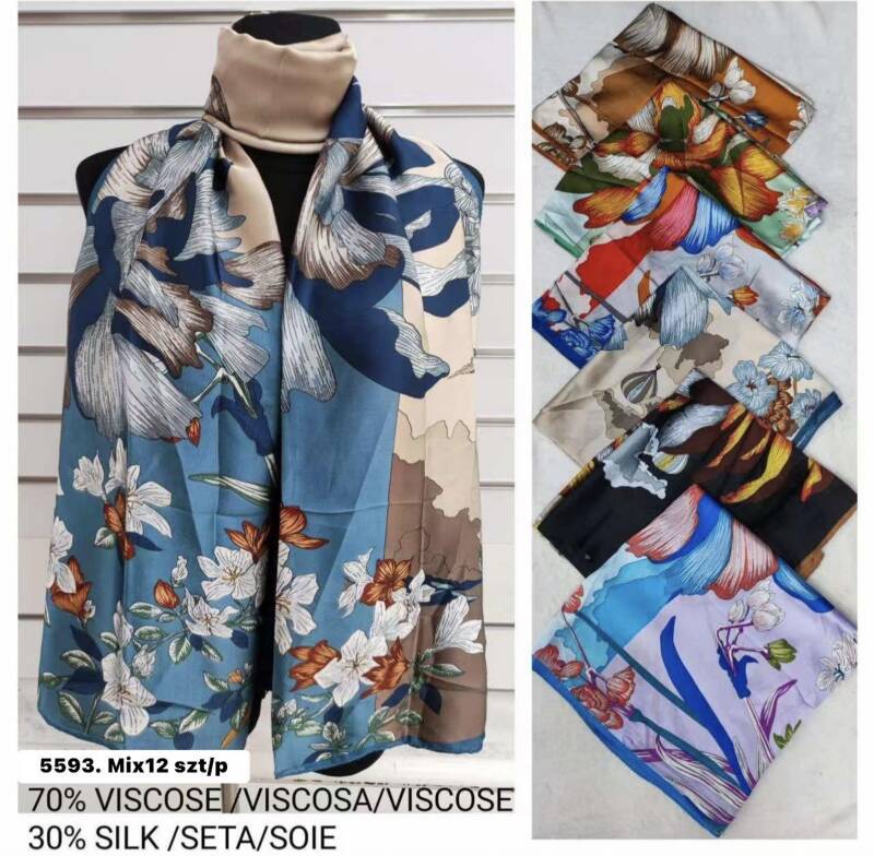 Szaliki damskie Roz Standard, Mix Kolor Paczka 12 szt 1